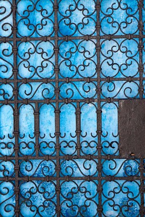Framed Door detail, Rabat medina, Morocco Print