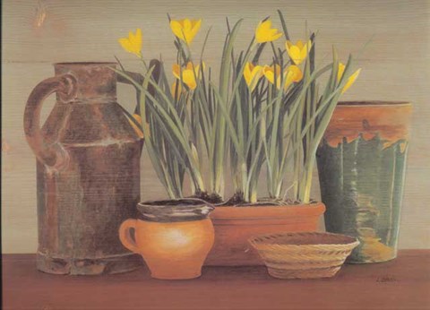 Framed Arrosoir et Crocus Print