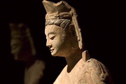 Framed Gold Painted Bodhisattva in Contemplation, China Print