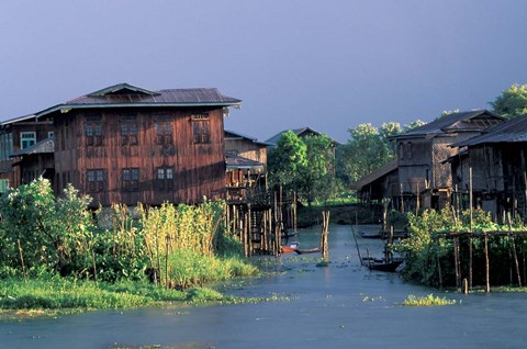 Framed Floating Village on Inle Lake, Myanmar Print