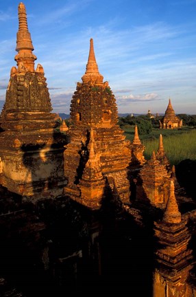 Framed Ancient Temples and Pagodas at Sunrise, Myanmar Print