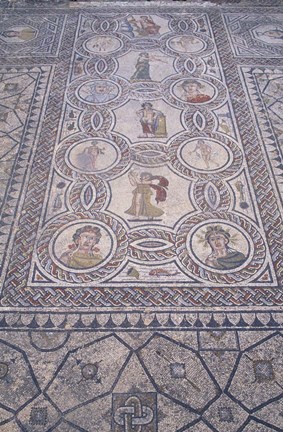Framed Abduction of Hylas Mosaic on Floor of an Ancient Roman Building, Morocco Print