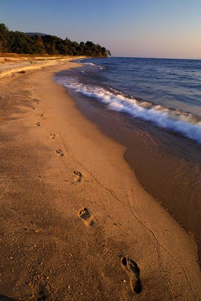 Framed Africa, Tanzaniz, Lake Tanganika. Beach footprints Print