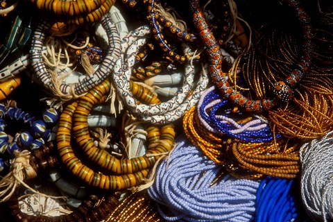Framed Detail of Beads for Jewelry Making, Makola Market, Accra, Ghana Print