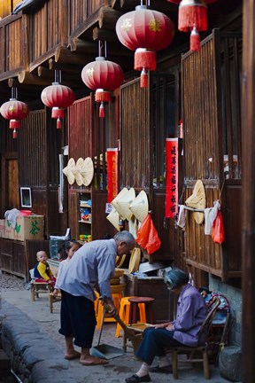 Framed Chengqi Tulou in Gaobei Tulou Cluster, UNESCO World Heritage site, Yongding, Fujian, China Print