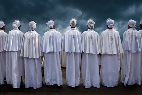 Framed Christians at Timkat Festival, Adis Ababa, Ethiopia Print