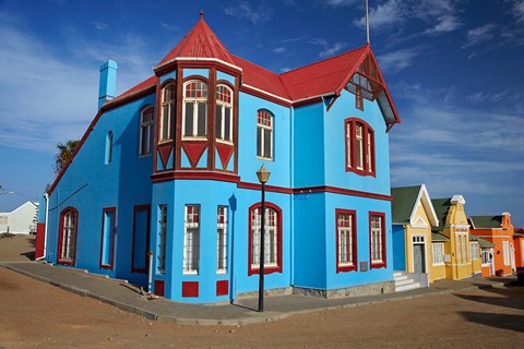 Framed Colorful German colonial architecture, Luderitz, Namibia Print