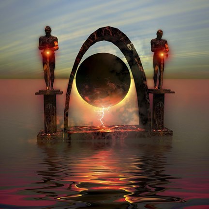 Framed portal to another dimensional world Print