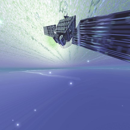 Framed satellite out in the vast beautiful universe Print