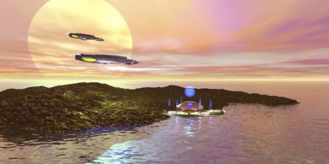 Framed futuristic world on another planet Print