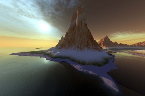 Framed Fantasy seascape with a beautiful sky Print