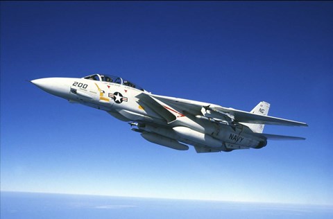 Framed US Navy F-14A Tomcat in flight Print