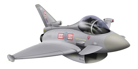 Framed Cartoon illustration of a Royal Air Force Eurofighter Typhoon Print
