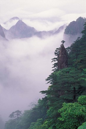 Framed Landscape of Mt Huangshan in Mist, China Print