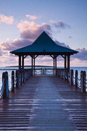 Framed Mauritius, Mahebourg, waterfront pier, dawn Print