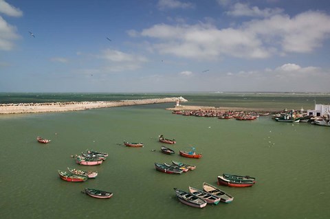 Framed MOROCCO, JADIDA: Portuguese Fortress, Fishing Boats Print