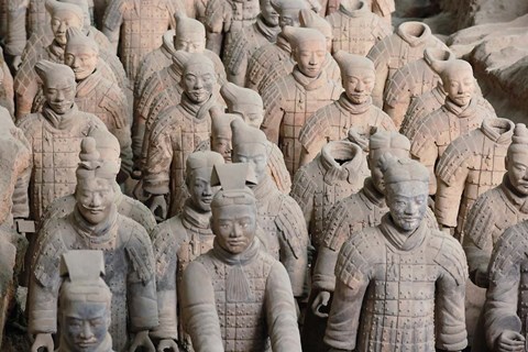 Framed Army of Qin Terra Cotta Warriors, Xian, China Print