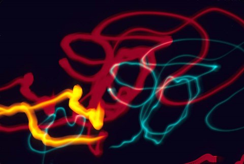 Framed Red, Yellow and Green Neon Lighting with Nightzoom Print