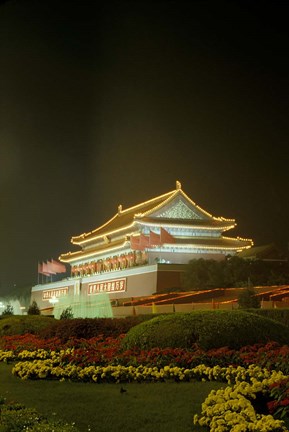 Framed Night View of Tian An Men Tower, Beijing, China Print