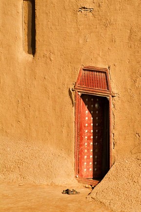 Framed Shoes outside side door into the Mosque at Djenne, Mali, West Africa Print