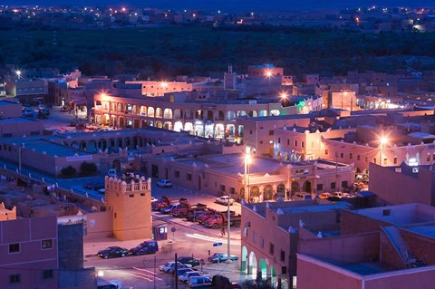 Framed Night View of Town, Tinerhir, Morocco Print