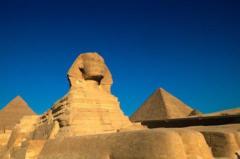 Framed Sphinx, Pyramids at Giza, Egypt Print