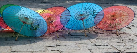 Framed Umbrellas For Sale on the Streets, Shandong Province, Jinan, China Print