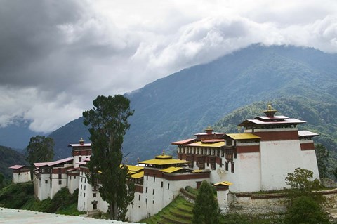 Framed Trongsa Dzong in the Mountain, Bhutan Print