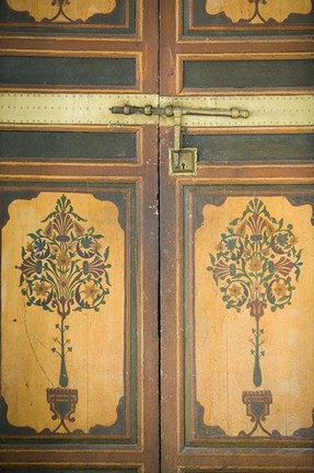 Framed Woodwork Detail, House of the Grand Vizier, Palais de la Bahia, Marrakech, Morocco Print