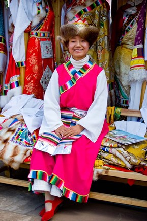 Framed Withtibetan Traditional Clothing Display, Yunnan Province, China Print