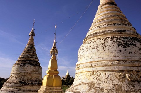 Framed Whitewashed Stupas, Bagan, Myanmar Print