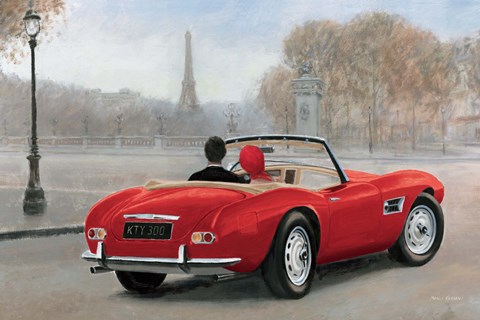 Framed Ride in Paris III Red Car Print