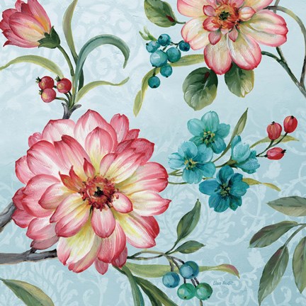 Framed Blue Feathered Peacock III Print