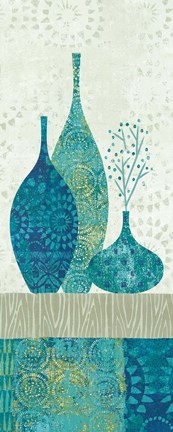 Framed Blue Spice Stripe Panel II Print