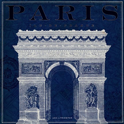 Framed Blueprint Arc de Triomphe Print