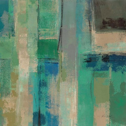 Framed Emerald Fields Square II Print