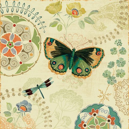 Framed Folk Floral II Print