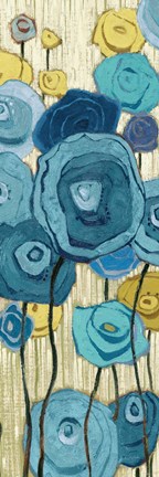 Framed Lemongrass in Blue Panel I Print