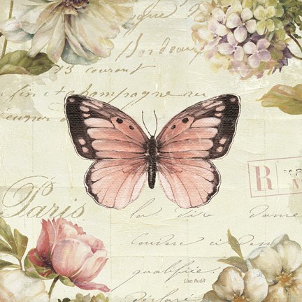 Framed Marche de Fleurs Butterfly I Print