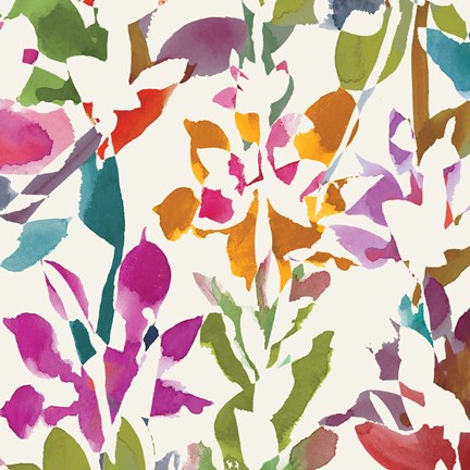 Framed Pink Garden Square III White Print