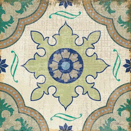 Framed Santorini Tile I Print