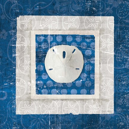Framed Sea Shell I on Blue Print