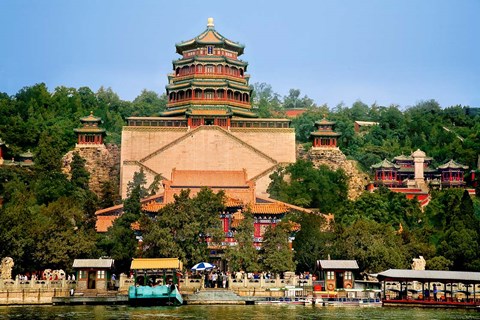 Framed Pavilion of Buddhist Fragrance, at the Summer Palace, Beijing, China Print