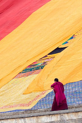 Framed Labrang Monastery Monk, Xiahe, Gansu Province, China Print