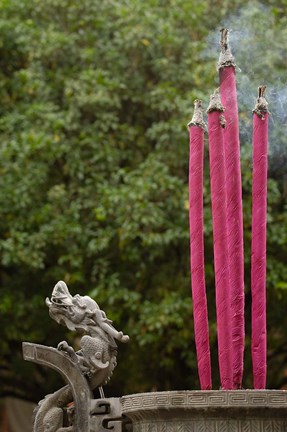 Framed Joss Sticks Burning at the Confucian Temple of Literature, Jianshui, Yunnan Province, China Print