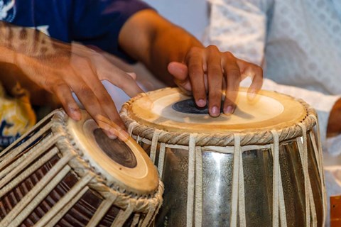 Framed Drum Player&#39;s Hands, Varanasi, India Print