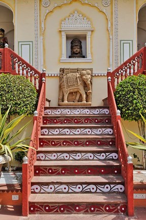 Framed Steps at Raj Palace Hotel, Jaipur, India Print