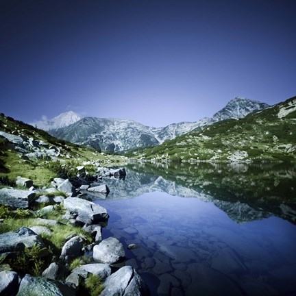 Framed Ribno Banderishko Lake in Pirin National Park, Bulgaria Print