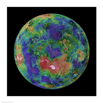 Framed Hemispheric view of Venus, June 3, 1996 Print