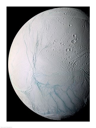 Framed South Pole of Saturn&#39;s Moon Enceladus Print